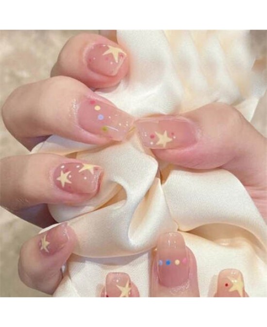 Ice Transparent Blush Stars Simple Fashion Detachable Manicure Sheet Fake Nail Wholesale Nail Stickers