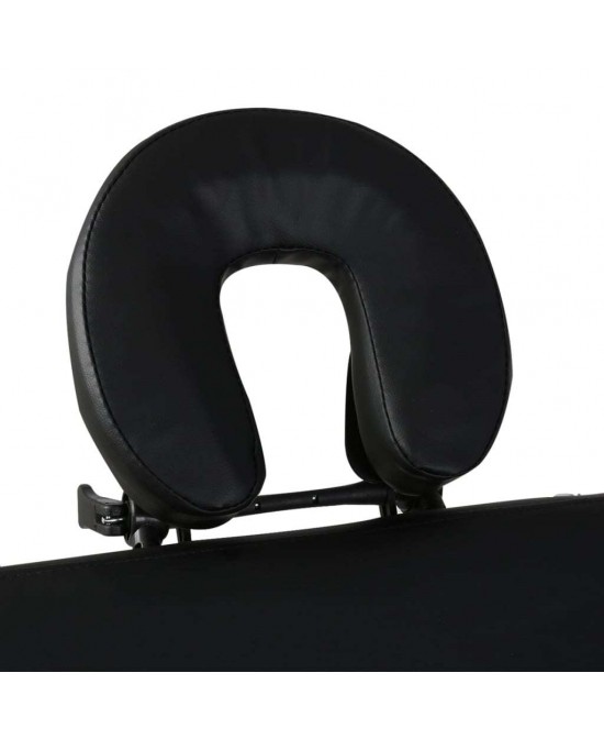 vidaXL Black Foldable Massage Table 3 Zones with Wooden Frame