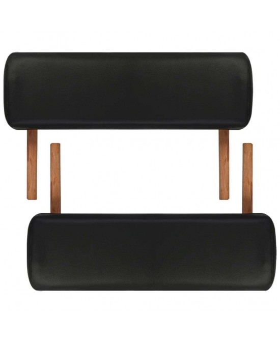 vidaXL Black Foldable Massage Table 3 Zones with Wooden Frame