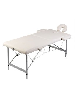 vidaXL Cream White Foldable Massage Table 2 Zones with Aluminum Frame