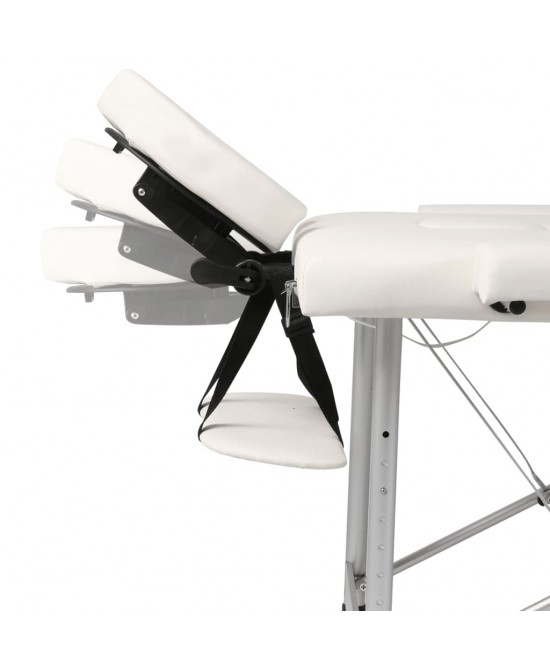 vidaXL Cream White Foldable Massage Table 2 Zones with Aluminum Frame