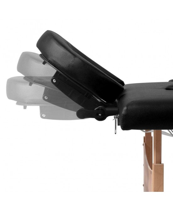 vidaXL Black Foldable Massage Table 4 Zones with Wooden Frame