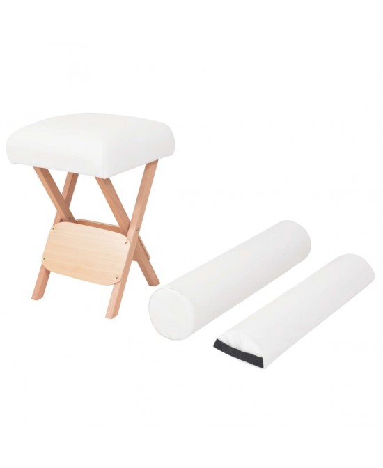 vidaXL Folding Massage Stool White