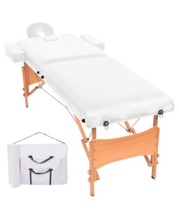 vidaXL 2-Zone Folding Massage Table 3.9" Thick White