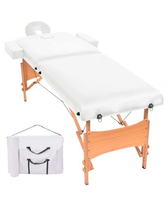 vidaXL 2-Zone Folding Massage Table 3.9" Thick White