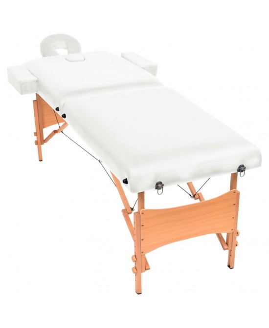 vidaXL 2-Zone Folding Massage Table 3.9" Thick White