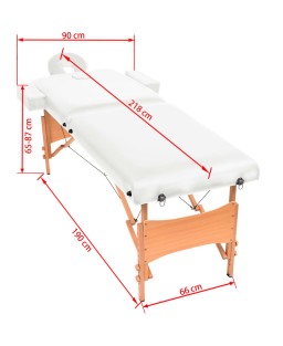 vidaXL 2-Zone Folding Massage Table 3.9" Thick White