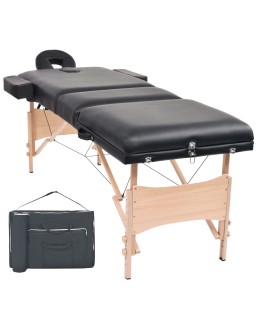 vidaXL 3-Zone Folding Massage Table 3.9" Thick Black