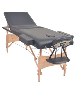 vidaXL 3-Zone Folding Massage Table 3.9" Thick Black