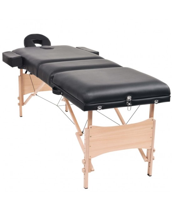 vidaXL 3-Zone Folding Massage Table 3.9" Thick Black