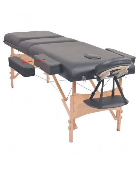 vidaXL 3-Zone Folding Massage Table 3.9" Thick Black