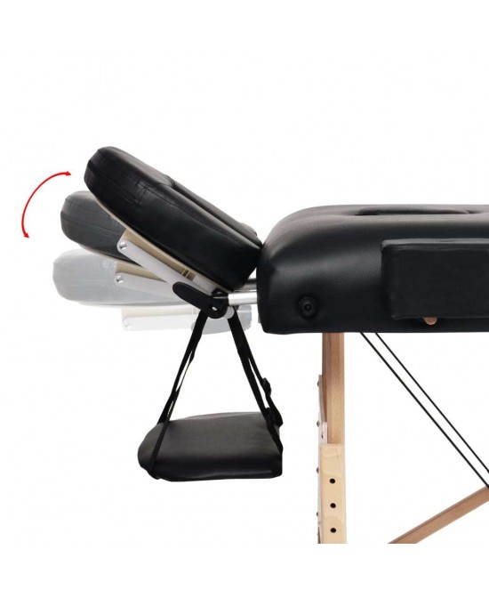 vidaXL 3-Zone Folding Massage Table 3.9" Thick Black