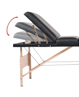 vidaXL 3-Zone Folding Massage Table 3.9" Thick Black
