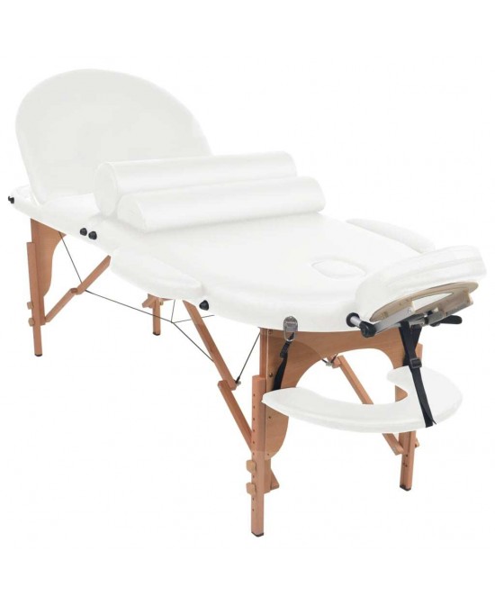 vidaXL Folding Massage Table 1.6" Thick with 2 Bolsters Oval White