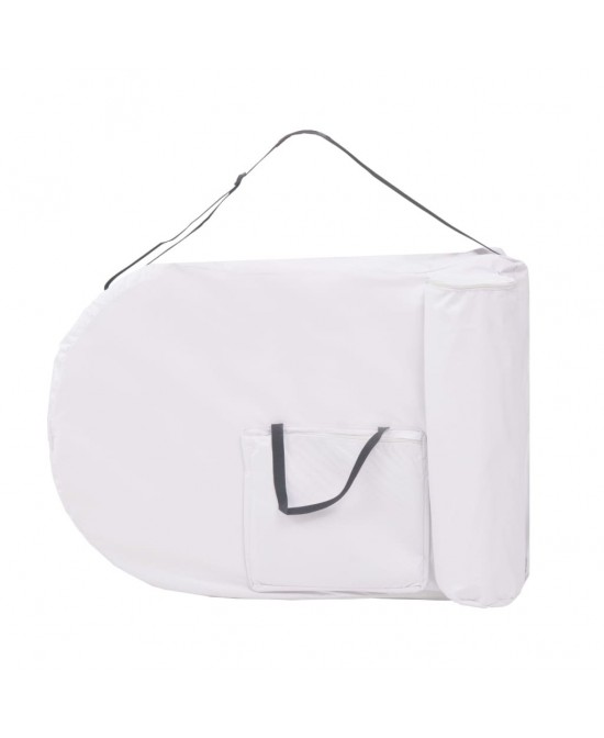 vidaXL Folding Massage Table 1.6" Thick with 2 Bolsters Oval White