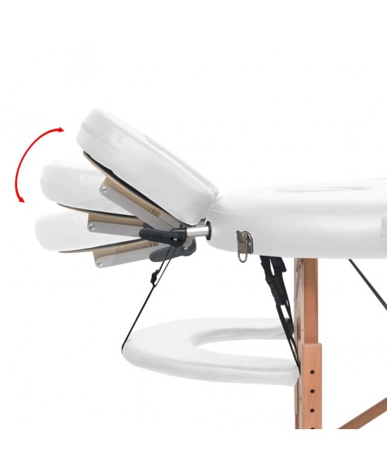 vidaXL Folding Massage Table 1.6" Thick with 2 Bolsters Oval White