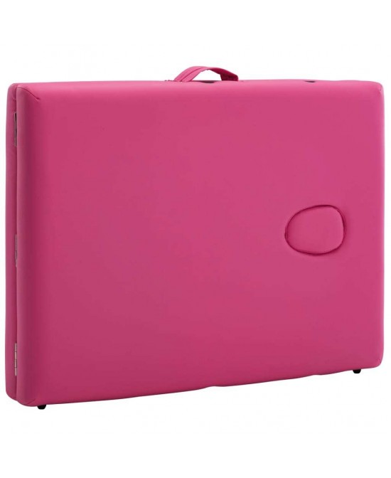 vidaXL Foldable Massage Table 2 Zones Wood Pink