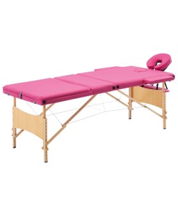 vidaXL Foldable Massage Table 3 Zones Wood Pink