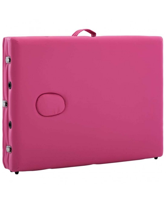 vidaXL Foldable Massage Table 3 Zones Wood Pink