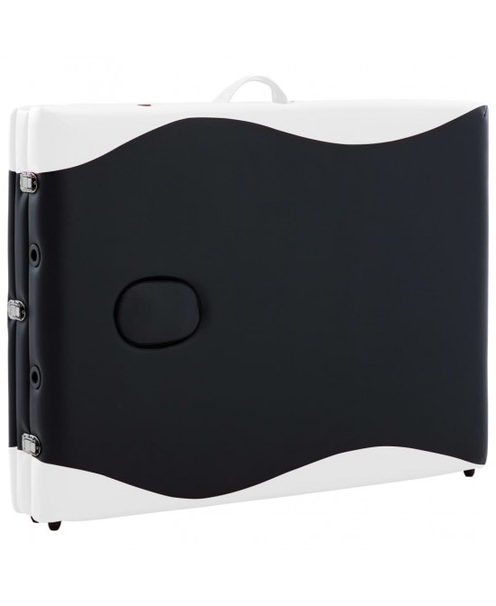 vidaXL Foldable Massage Table 3 Zones Wood Black and White