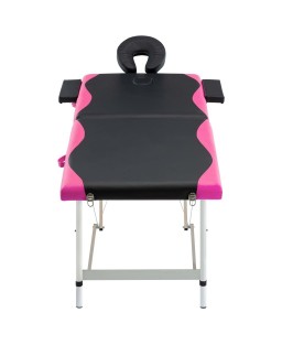 vidaXL 2-Zone Foldable Massage Table Aluminum Black and Pink