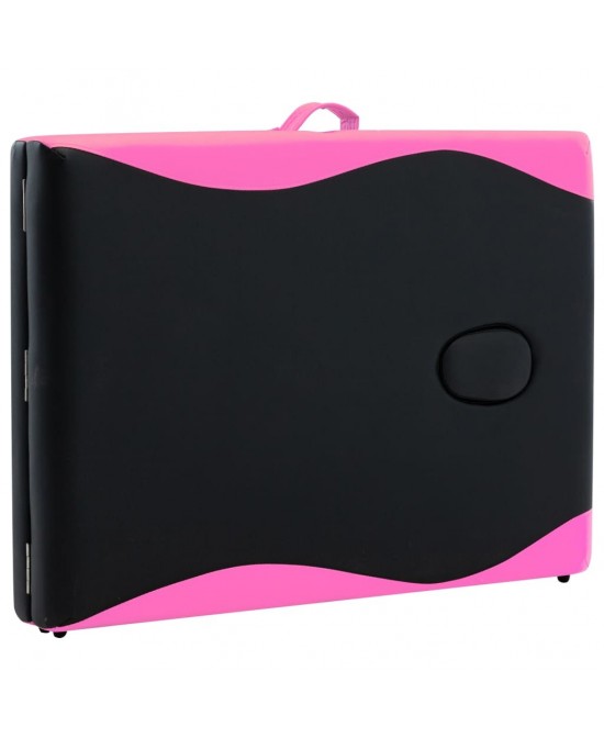vidaXL 2-Zone Foldable Massage Table Aluminum Black and Pink