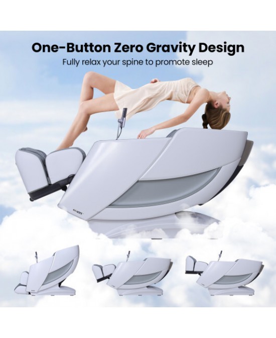 Full Body Zero Gravity Massage Recliner with Airbags and Foot Rollers-Brown