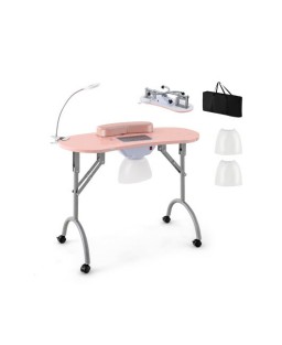 Manicure Nail Table with Bendable USB-plug LED Table Lamp-Pink - Color: Pink
