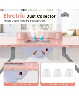 Manicure Nail Table with Bendable USB-plug LED Table Lamp-Pink - Color: Pink