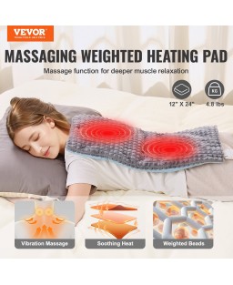 VEVOR Massaging Weighted Heating Pad Heat Vibrations 12 x 24 in 4.8 lbs for Back