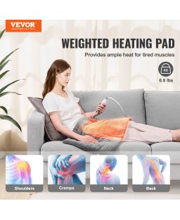 VEVOR Weighted Heating Pad 17 x 33 in 6.8 lbs Electric Heat Pad for Pain Relief