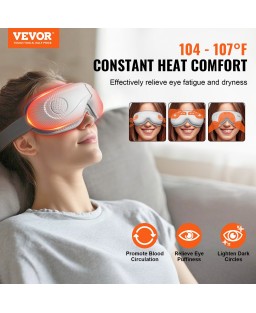 VEVOR Eye Massager with Heat & Remote Eye Care Device 5 Modes Bluetooth Music