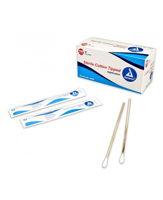 Cotton tipped applicator, Sterile 6", 200 per box