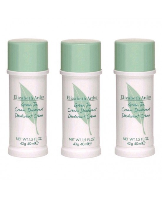 Green Tea by Elizabeth Arden, 3x1.5 oz (4.5 oz total) Cream Deodorant for Women