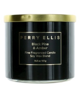 Perry Ellis 14.5 oz Soy Wax Blend 3 Wick Candle - Black Pine & Amber