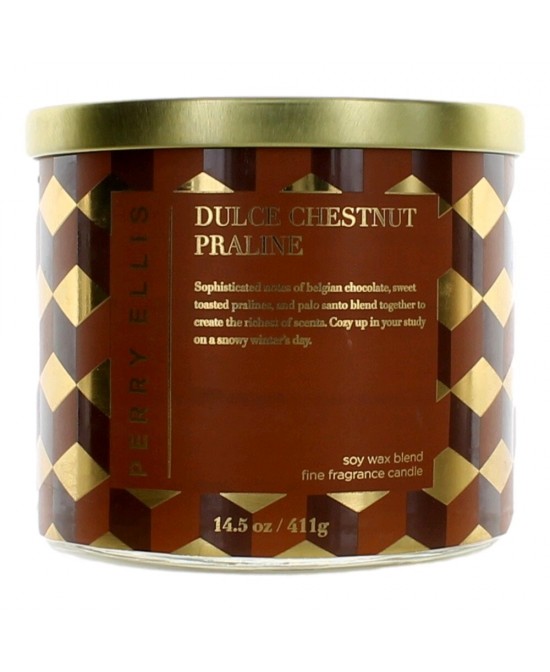Perry Ellis 14.5 oz Soy Wax Blend 3 Wick Candle - Dulce Chestnut Praline