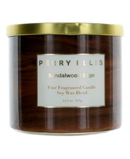 Perry Ellis 14.5 oz Soy Wax Blend 3 Wick Candle - Sandalwood Sage 0.