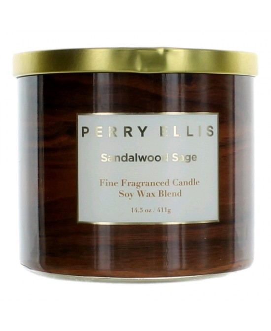 Perry Ellis 14.5 oz Soy Wax Blend 3 Wick Candle - Sandalwood Sage 0.