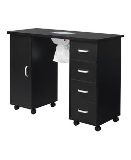 MDF Single Door 4 Drawers With Fan Black Nail Table