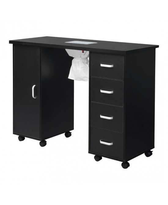 MDF Single Door 4 Drawers With Fan Black Nail Table