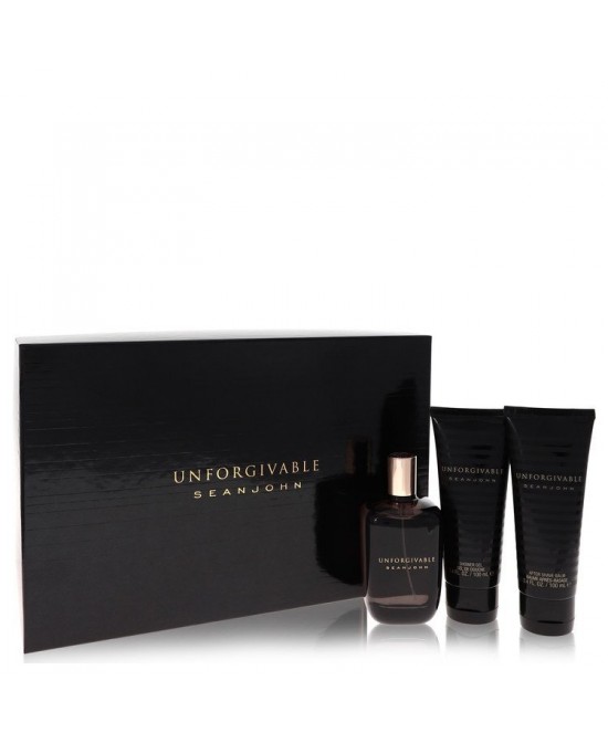 Unforgivable by Sean John Gift Set -- 4.2 oz Eau De Toilette Spray + 3.4 oz Shower Gel + 3.4 oz After Shave Balm (Men)