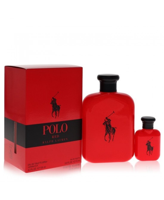 Polo Red by Ralph Lauren Gift Set -- 4.2 oz Eau De Toilette Spray + 0.5 oz Mini EDT (Men)