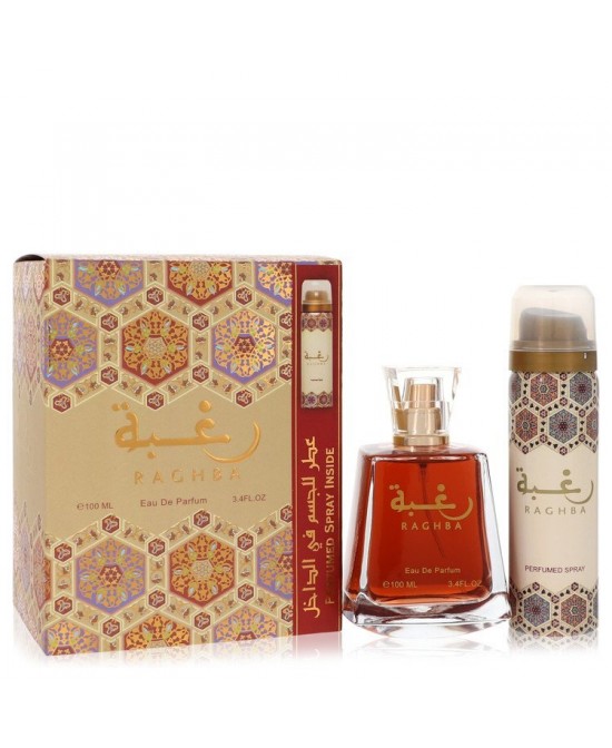 Lattafa Raghba by Lattafa Eau De Parfum Spray Plus 1.7 oz Deodorant Spray 3.4 oz (Men)