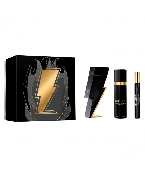 Carolina herrera bad boy 3 pcs set: 3.4 eau de toilette spray + 0.34 eau de toilette spray + 3.4 deodorant spray