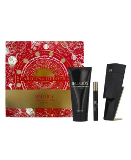 Carolina herrera bad boy 3 pcs set: 3.4 eau de toilette spray + 0.33 oz eau de toilette spray + 3.4 shower gel