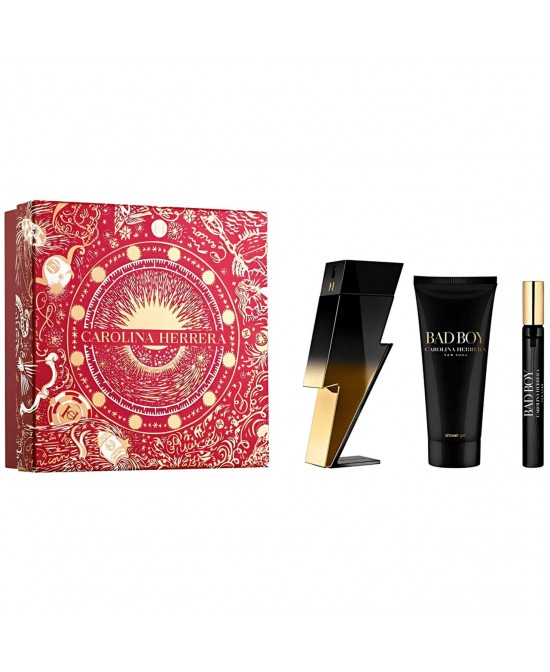 Carolina herrera bad boy extreme 3 pcs set: 3.4 eau de parfum spray + 0.34 eau de parfum spray + 3.4 shower gel