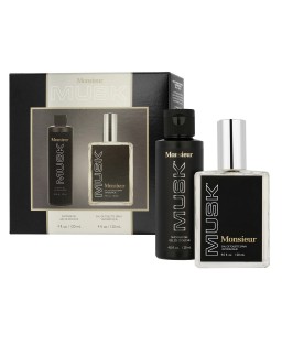 Monsieur musk 2 pcs set for men: 4 oz eau de toilette spray + 4 oz shower gel