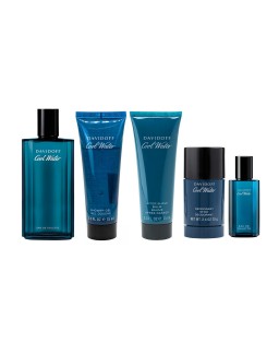 Cool water 5 pcs set for men: 4.2 eau de toilette spray + 2.4 deodorant stick + 2.5 shower gel + 2.5 after shave balm + 0.5 eau de toilette spray
