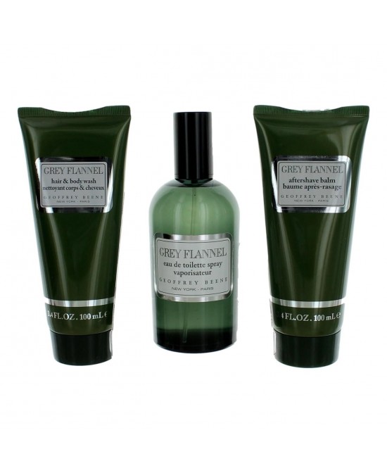 Grey flannel 3 pcs set: 4 oz eau de toilette spray + 3.4 after shave balm + 3.4 hair & body wash