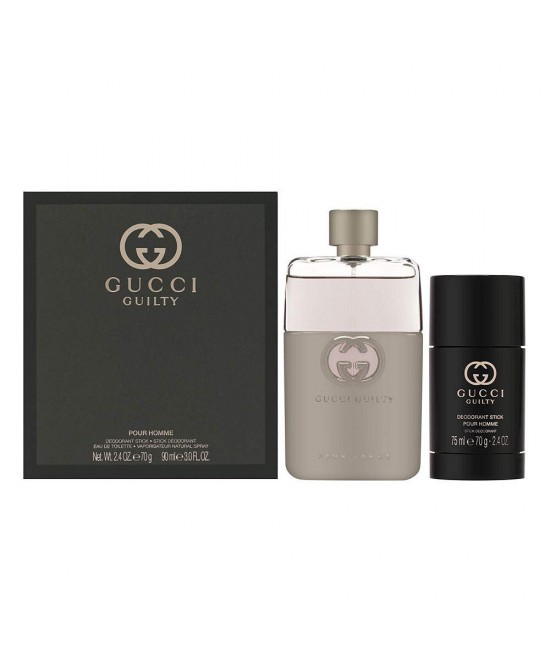 Gucci guilty pour homme 2 pcs set: 3 oz eau de toilette spray + 2.4 deodorant stick